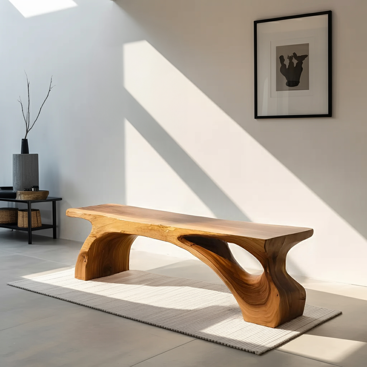 Organic Live Edge Bench For Modern Entryway Or Living Room