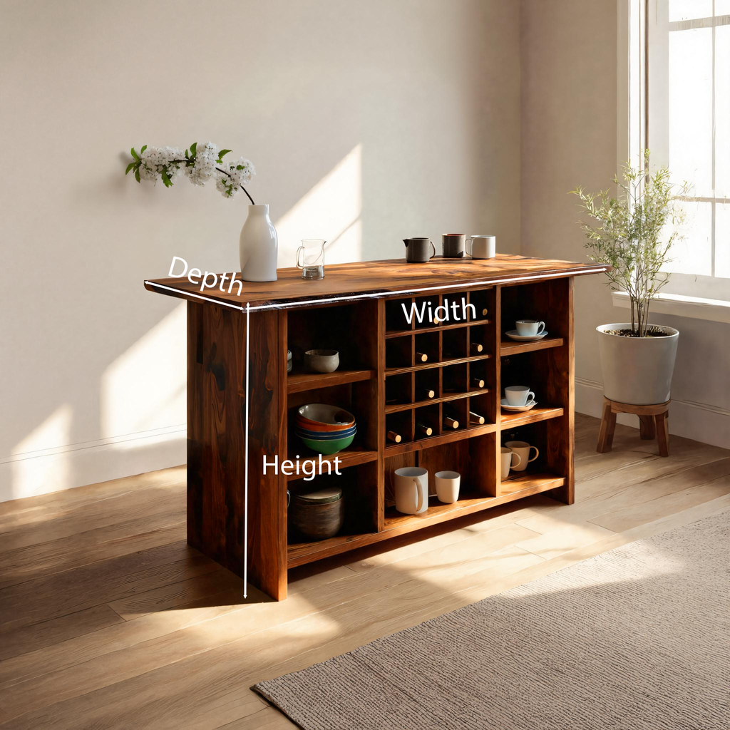 Modern Storage Cabinet With Wine Rack Open Shelves For Dining