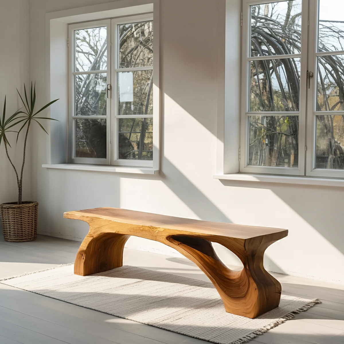 Organic Live Edge Bench For Modern Entryway Or Living Room